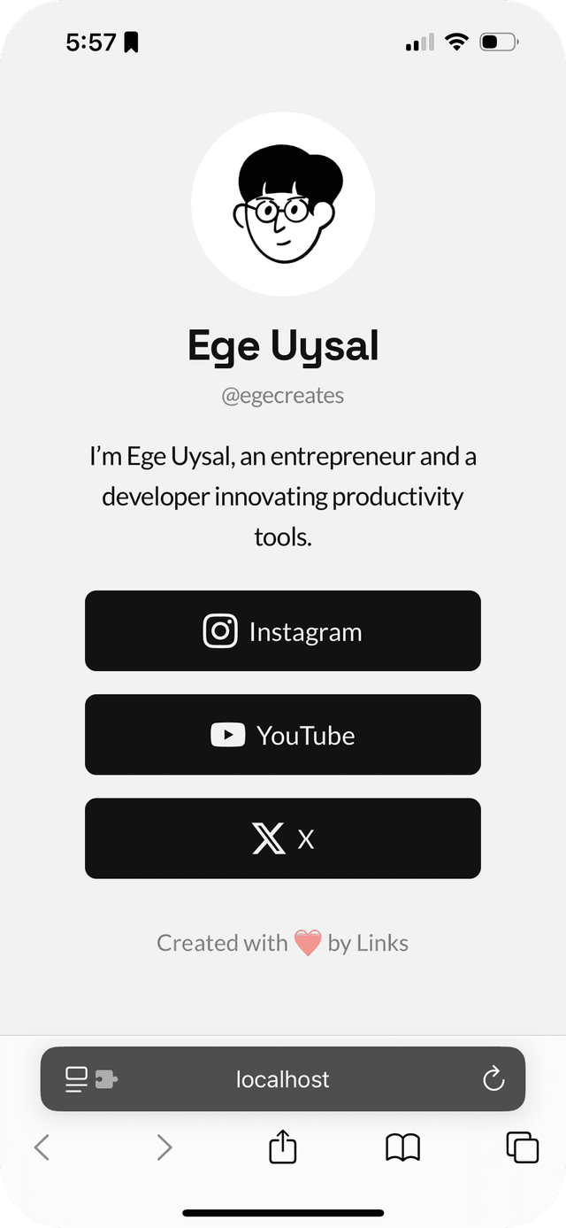 Example of a completed links page on multiple devices